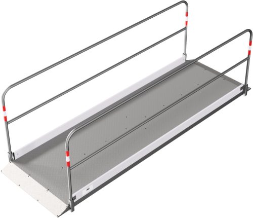 Aluminium trench bridge with base plate of steel