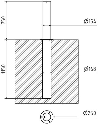 Teljesen visszahúzható rozsdamentes acél oszlop Ø154mm