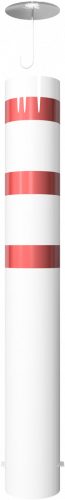 Steel tube bollard Ø 273 x 5 mm stationary, for casting in concrete hot-dip galvonized / coated white
