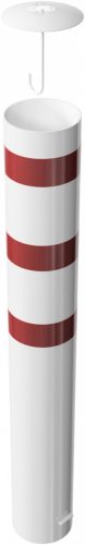 Steel tube bollard Ø 273 x 5 mm stationary, for casting in concrete hot-dip galvonized / coated white