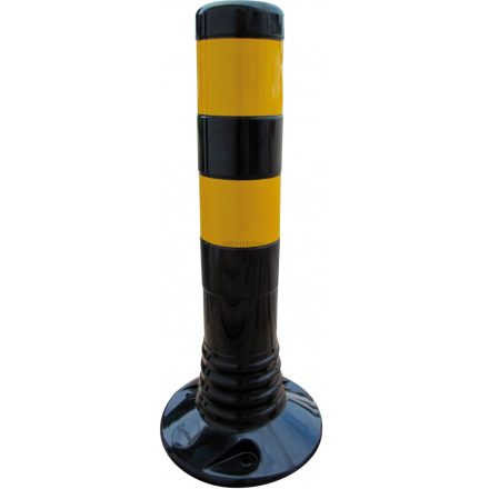 Műanyag elhajló oszlop - fekete sárga csíkokkal  "Flexipost" típus