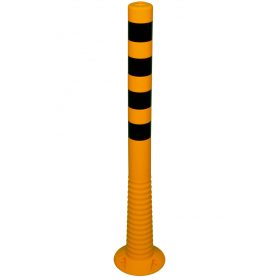  Műanyag elhajló oszlop - sárga fekete csíkokkal  "Flexipost" típus