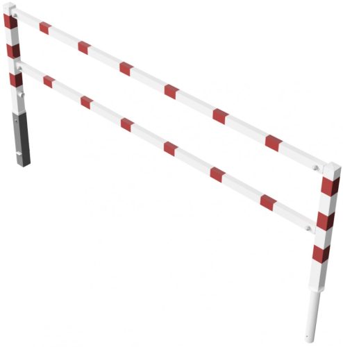 Access barriers with triangular lock swing-back with top and quarter-bent bar