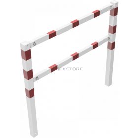   Stationary access barriers for bolting on site with top and quarter-bent bar