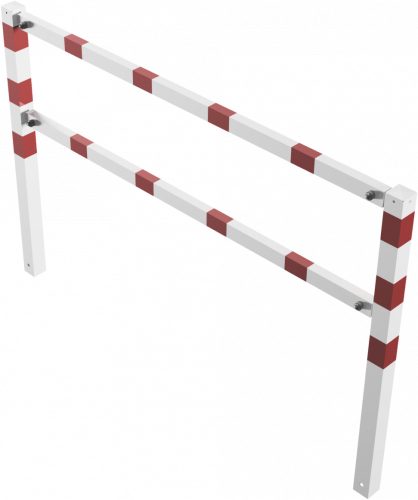 Stationary access barriers for bolting on site with top and quarter-bent bar