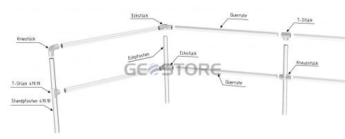 Keresztrúd - Sportpálya biztonsági korláthoz - acélcső Ø 60 mm