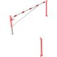 Swing barrier with bracing tube and pull rope reinforcement