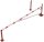 Swing barrier with bracing tube and pull rope reinforcement for padlock to be fixed by plugs