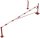 Swing barrier with bracing tube and pull rope reinforcement to be fixed by plugs