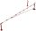 Swing barrier with bracing tube and pull rope reinforcement for padlock to be fixed by plugs