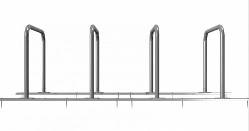 Bicycle rack - row arrangement lean-on hoop made of steel tube Ø 48 mm