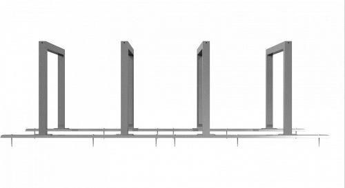 Bicycle rack - row arrangement lean-on hoop made of steel tube 60 x 60 mm