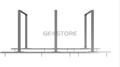 Bicycle rack - row arrangement lean-on hoop made of steel tube 50 x 12 mm