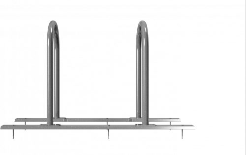 Bicycle rack - row arrangement lean-on hoop as round hoops Ø 48 mm