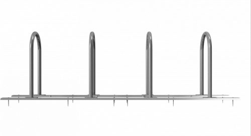 Bicycle rack - row arrangement lean-on hoop as round hoops Ø 48 mm