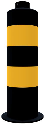 Járdaszigetre telepíthető acél terelőoszlop