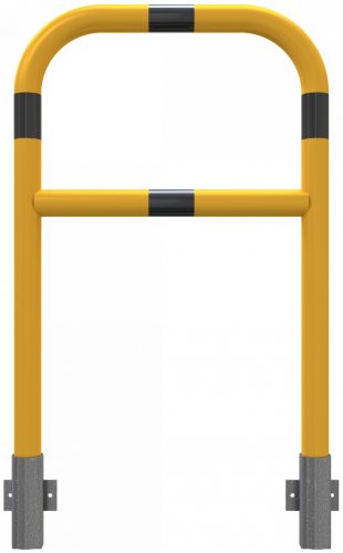 Hoop of steel tube yellow / black with cross bar for wall mounting