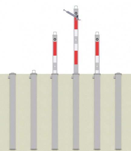 Korlátoszlop 70x70 mm - lesüllyeszthető - zárható