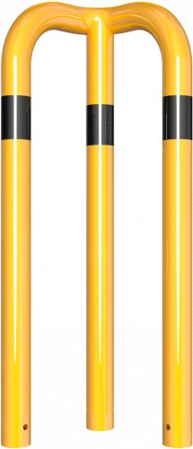 Anti-nudge hoop 90° equal-sided steel tube Ø 76 mm yellow / black