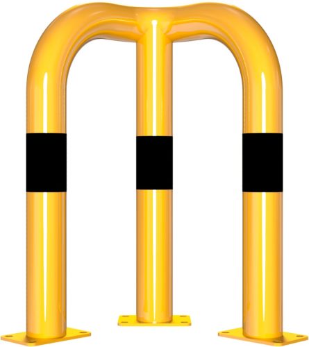 Anti-nudge hoop 90° equal-sided steel tube Ø 76 mm yellow / black