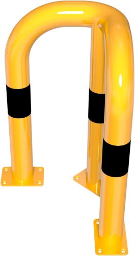 Anti-nudge hoop 90° equal-sided steel tube Ø 76 mm yellow / black