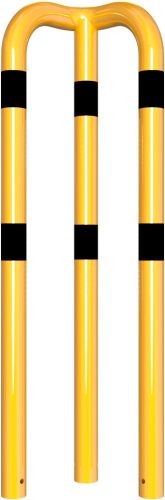 Anti-nudge hoop 90° equal-sided steel tube Ø 76 mm yellow / black