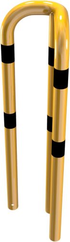 Anti-nudge hoop 90° equal-sided steel tube Ø 76 mm yellow / black