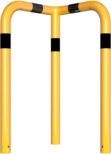 Anti-nudge hoop 90° equal-sided steel tube Ø 76 mm yellow / black
