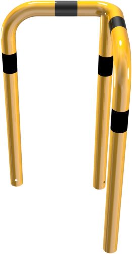 Anti-nudge hoop 90° equal-sided steel tube Ø 76 mm yellow / black