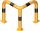 Anti-nudge hoop 90° equal-sided steel tube Ø 76 mm yellow / black