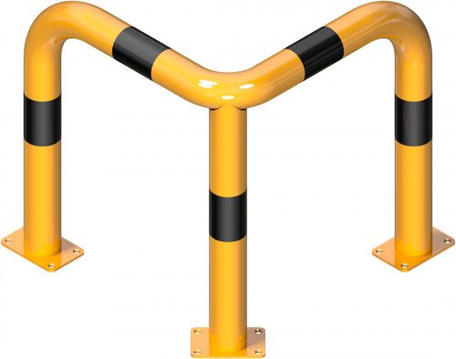 Anti-nudge hoop 90° equal-sided steel tube Ø 76 mm yellow / black