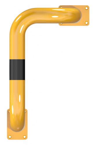 Anti-nudge hoop 90° one sided- deep version steel tube Ø 76 mm yellow / black