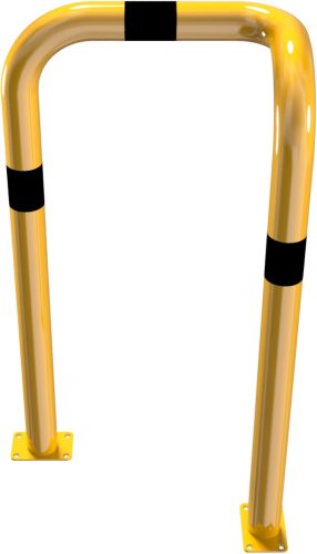 Anti-nudge hoop 90° one sided- deep version steel tube Ø 76 mm yellow / black