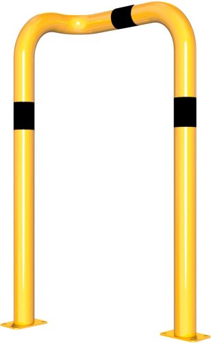 Anti-nudge hoop 90° one sided- deep version steel tube Ø 76 mm yellow / black